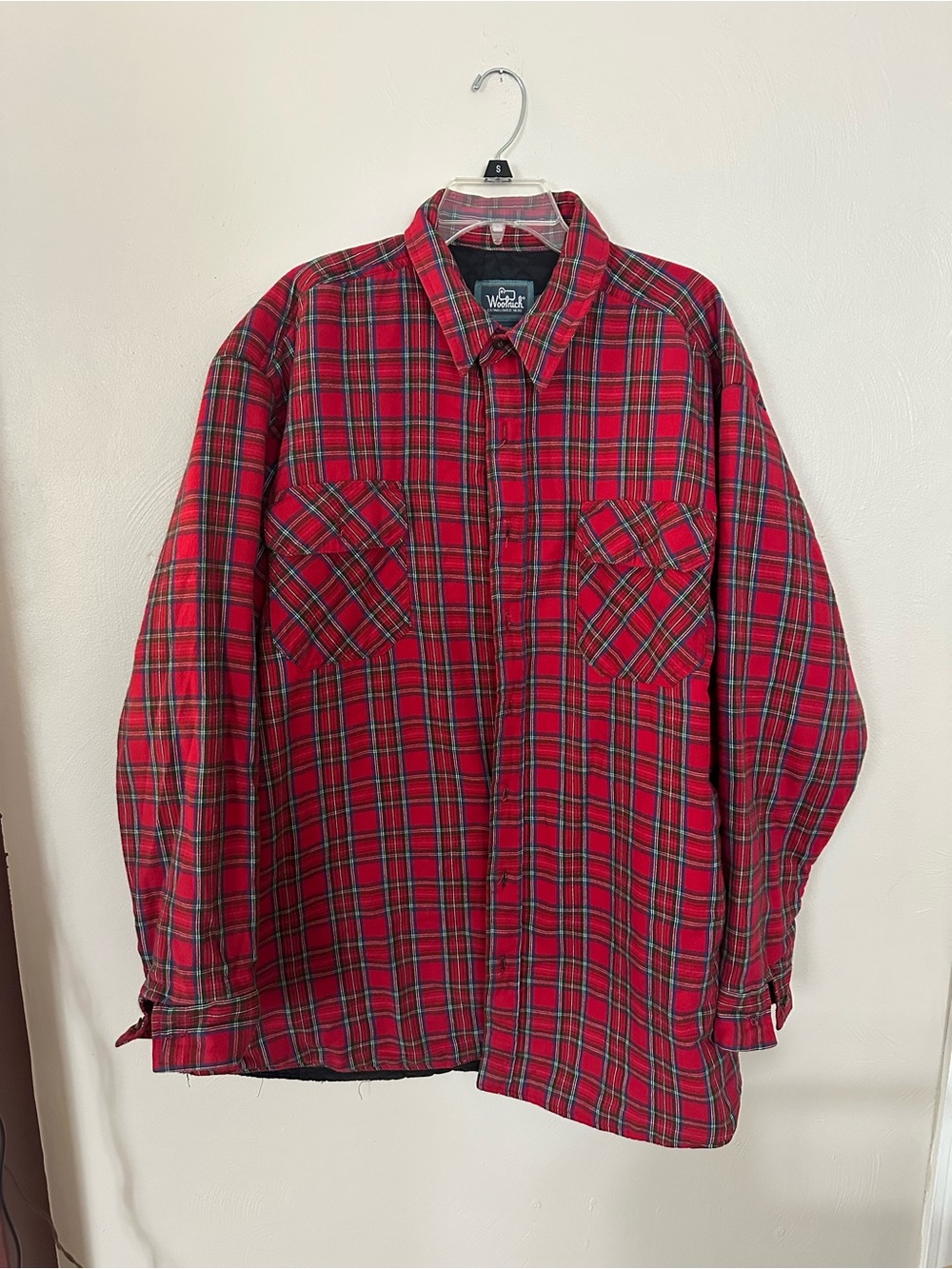 Woolrich Vintage 60s-80s Men's Red Plaid Button-Front Flannel Shirt